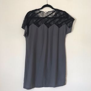 Black lace detailed gray tunic